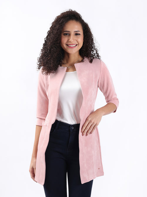 PEACH SUEDE LONGLINE CARDIGAN