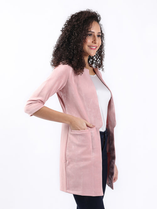 PEACH SUEDE LONGLINE CARDIGAN