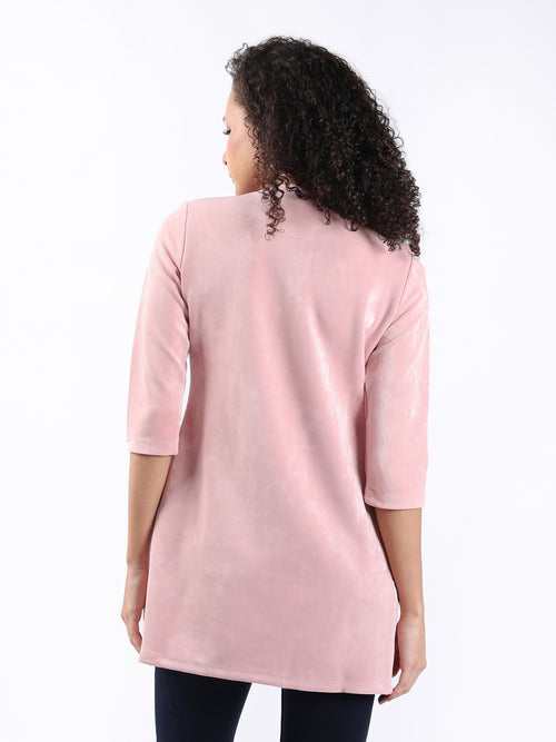 PEACH SUEDE LONGLINE CARDIGAN