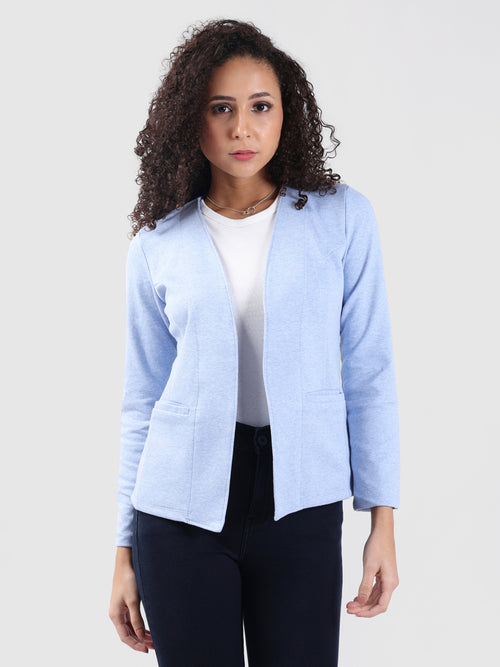 SKY MELANGE FRONT OPEN BLAZER