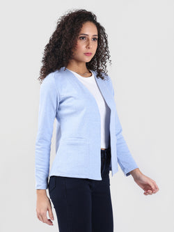 SKY MELANGE FRONT OPEN BLAZER