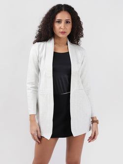 WHITE COLLORED LONGLINE CARDIGAN