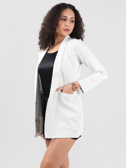 WHITE COLLORED LONGLINE CARDIGAN