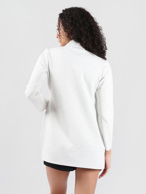 WHITE COLLORED LONGLINE CARDIGAN