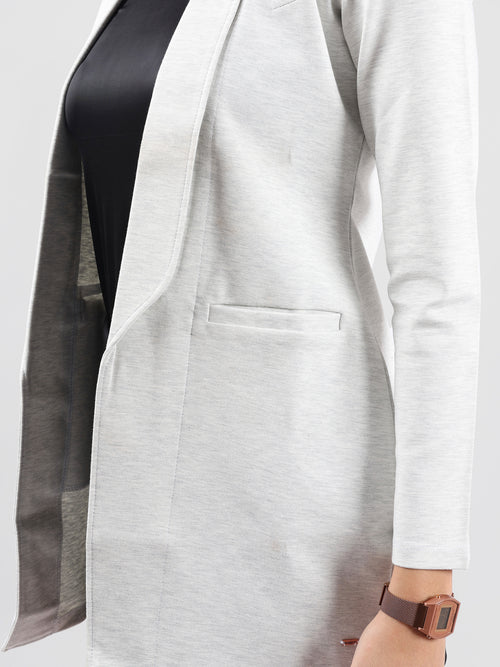 WHITE COLLORED LONGLINE CARDIGAN