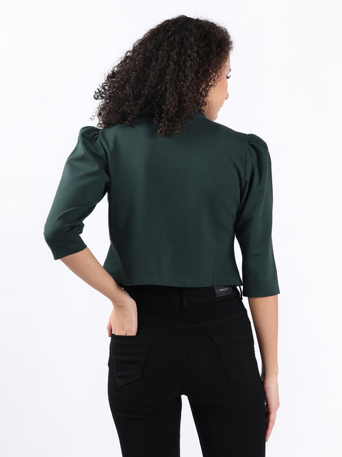 EVERGREEN OVERLAP CROP SHRUG