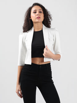 WHITE OVERLAP CROP SHRUG