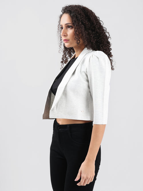 WHITE OVERLAP CROP SHRUG