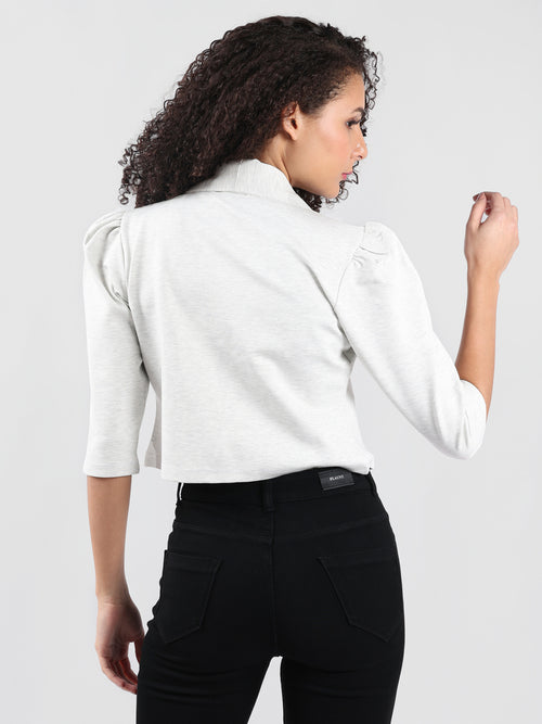 WHITE OVERLAP CROP SHRUG