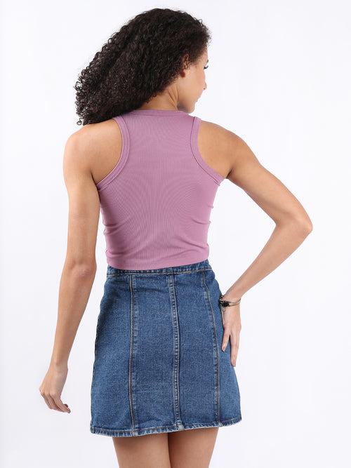 LILAC RIBBED CROP TANK TOP