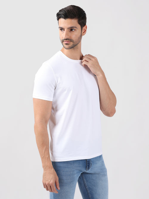 SOLID WHITE ROUND NECK LIGHT WEIGHT T-SHIRT