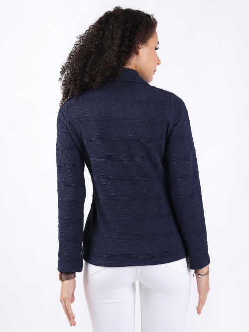 COLLARED NECK FULL SLEEVE KNIT SHIRT