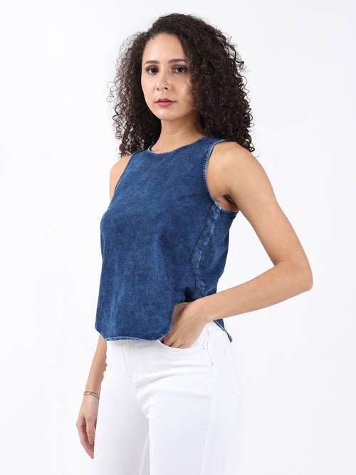 DARK BLUE DENIM TANK TOP