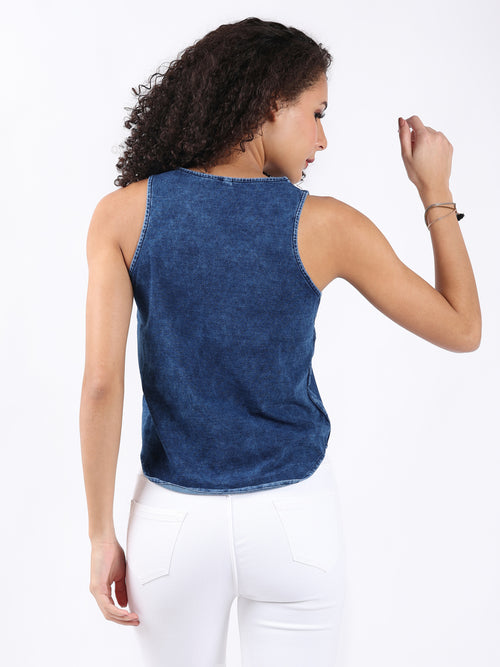 DARK BLUE DENIM TANK TOP