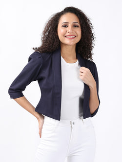 NAVY OVERLAP CROP SHRUG