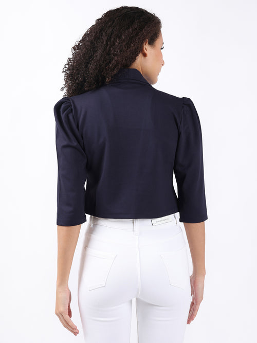 NAVY OVERLAP CROP SHRUG