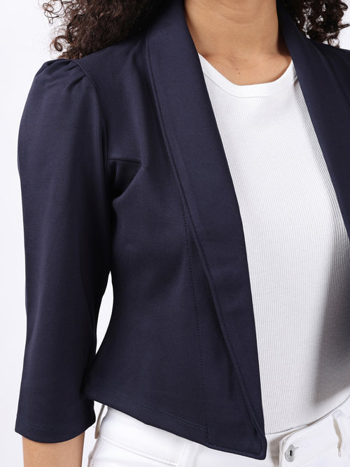 NAVY OVERLAP CROP SHRUG