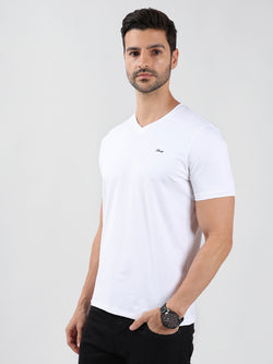 WHITE V-NECK LIGHT WEIGHT T-SHIRT