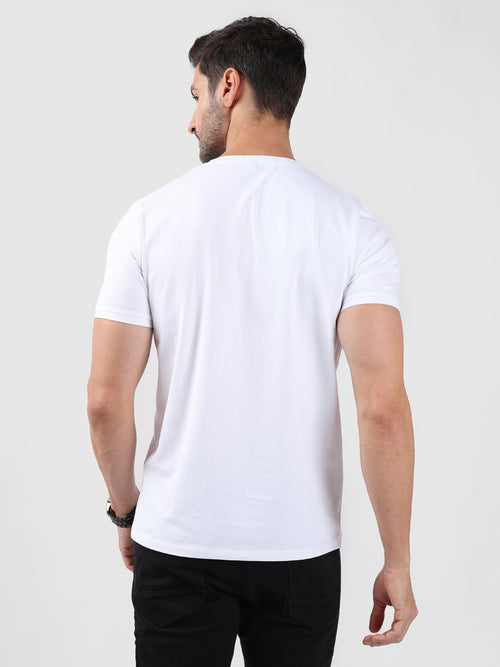 WHITE V-NECK LIGHT WEIGHT T-SHIRT