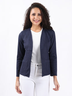 INDIGO MELANGE FRONT OPEN BLAZER