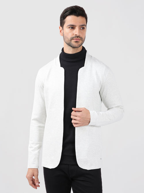 WHITE MELANGE STYLISH STRETCH CARDIGAN