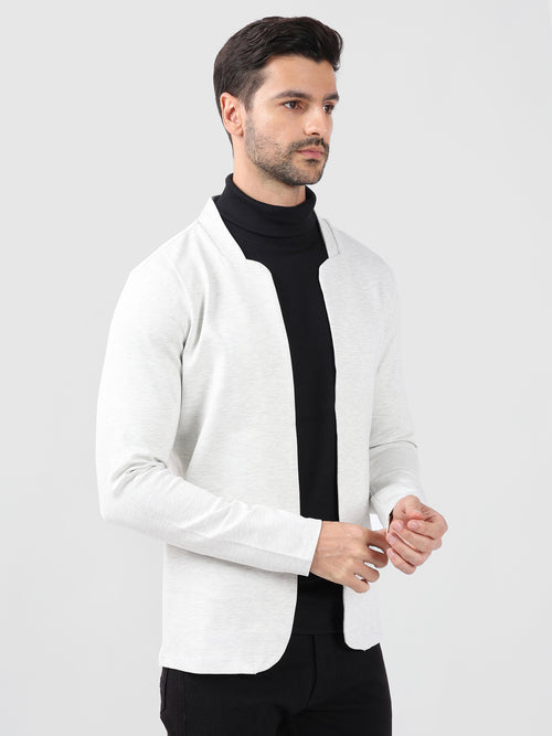 WHITE MELANGE STYLISH STRETCH CARDIGAN