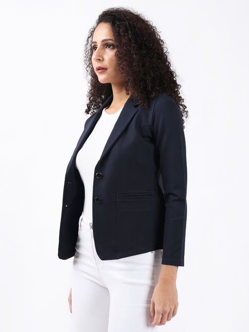 NAVY SINGLE-BREASTED BLAZER