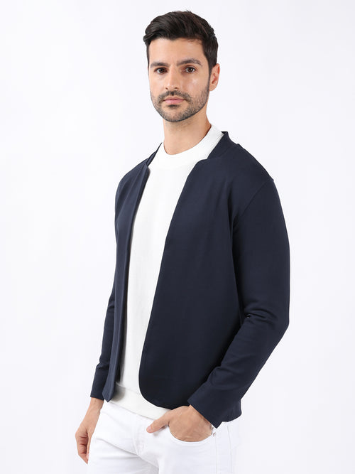 NAVY STYLISH STRETCH CARDIGAN