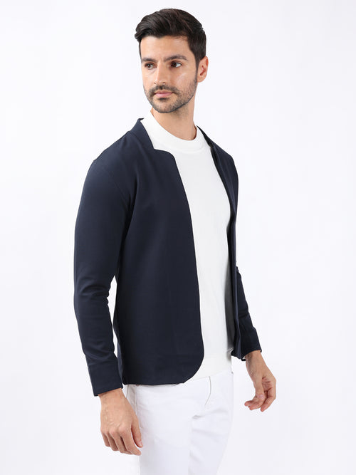 NAVY STYLISH STRETCH CARDIGAN