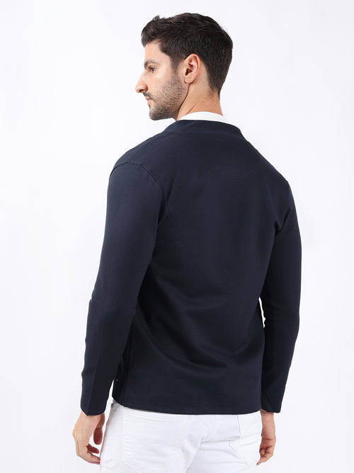 NAVY STYLISH STRETCH CARDIGAN