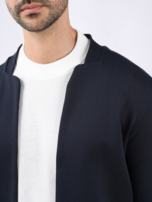 NAVY STYLISH STRETCH CARDIGAN