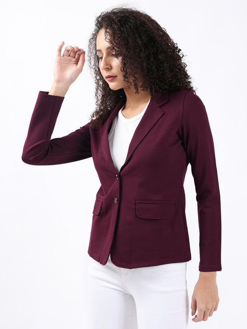 MAROON SINGLE-BREASTED BLAZER