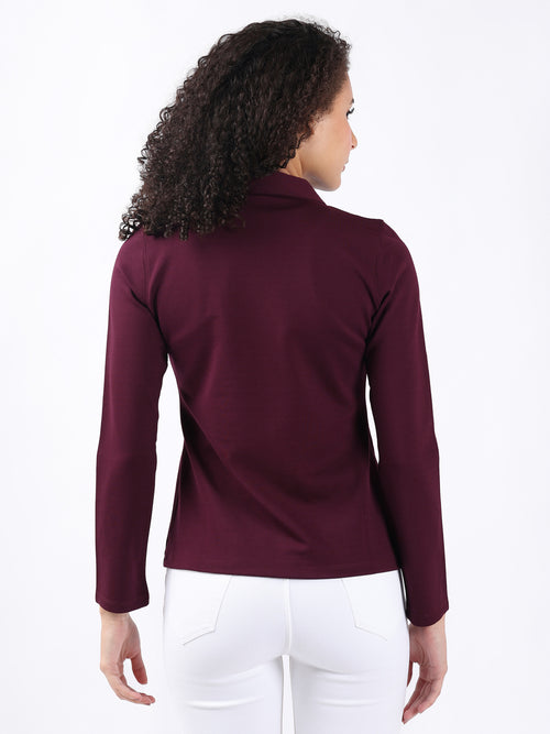 MAROON SINGLE-BREASTED BLAZER