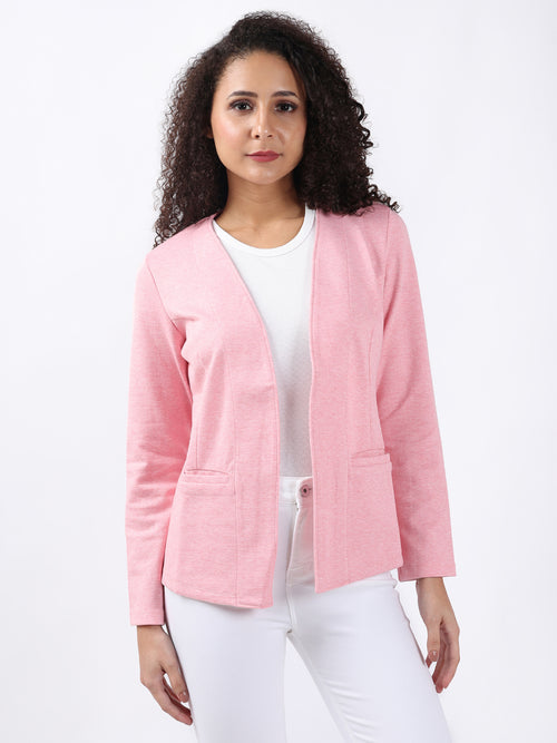 PINK MELANGE FRONT OPEN BLAZER