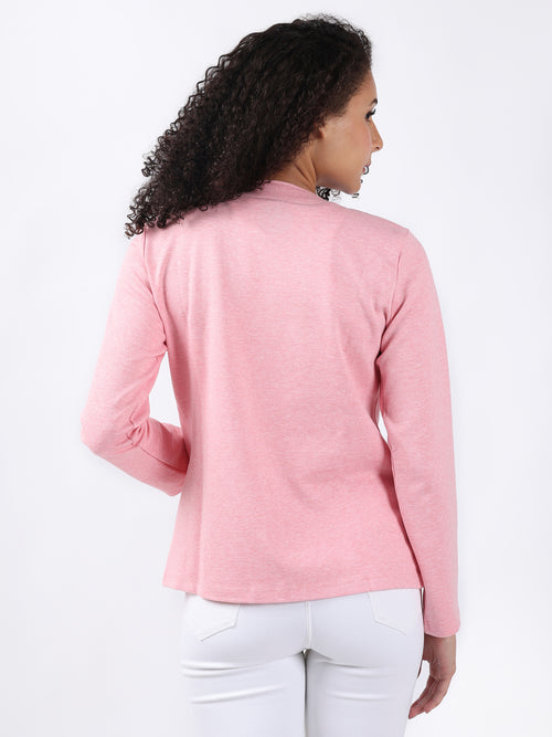 PINK MELANGE FRONT OPEN BLAZER