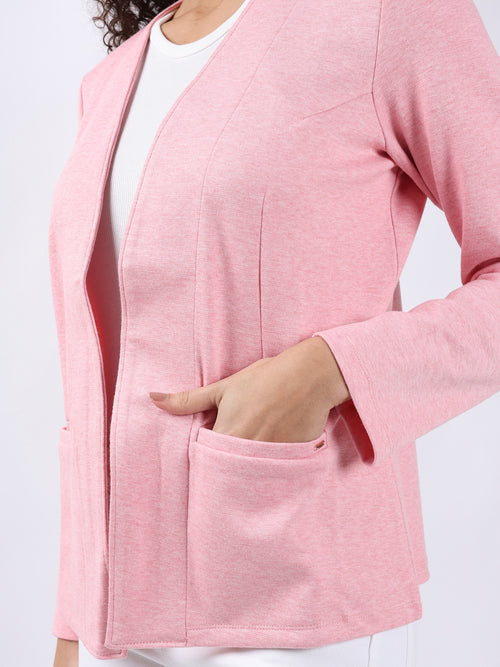 PINK MELANGE FRONT OPEN BLAZER