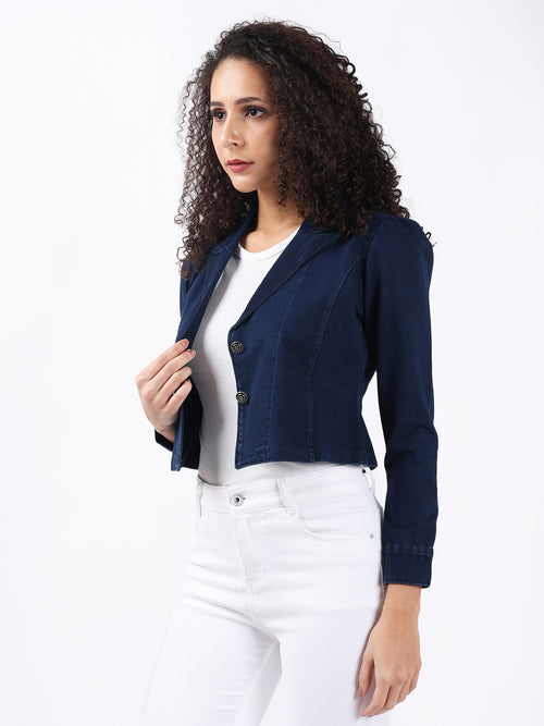 MARQUEE CROP DENIM BLAZER