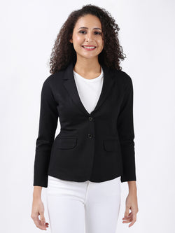 BLACK SINGLE-BREASTED BLAZER