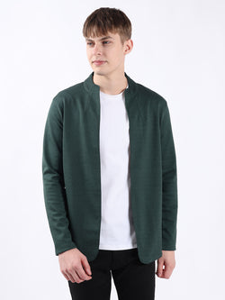 GREEN JACQUARD KNIT LIGHTWEIGHT CARDIGAN