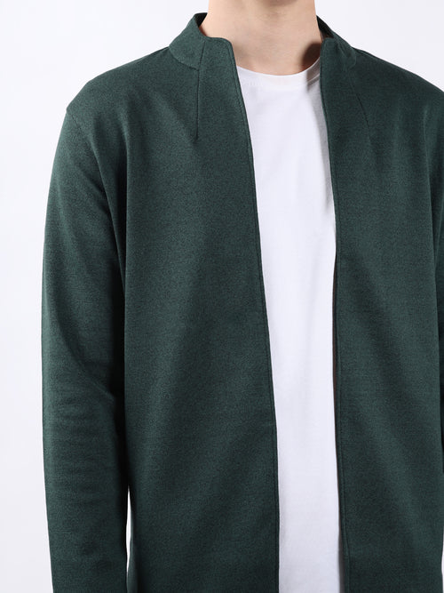 GREEN JACQUARD KNIT LIGHTWEIGHT CARDIGAN