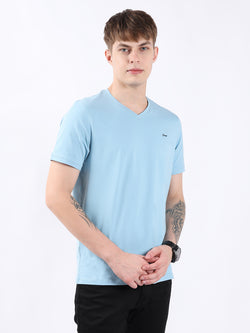 SKY BLUE V-NECK LIGHT WEIGHT T-SHIRT