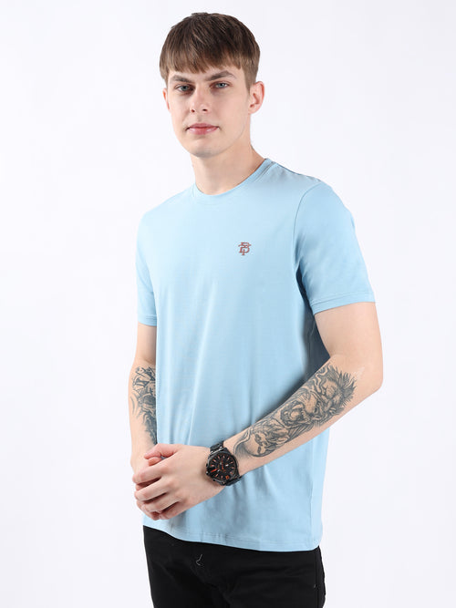 SKY BLUE ROUND NECK LIGHT WEIGHT T-SHIRT