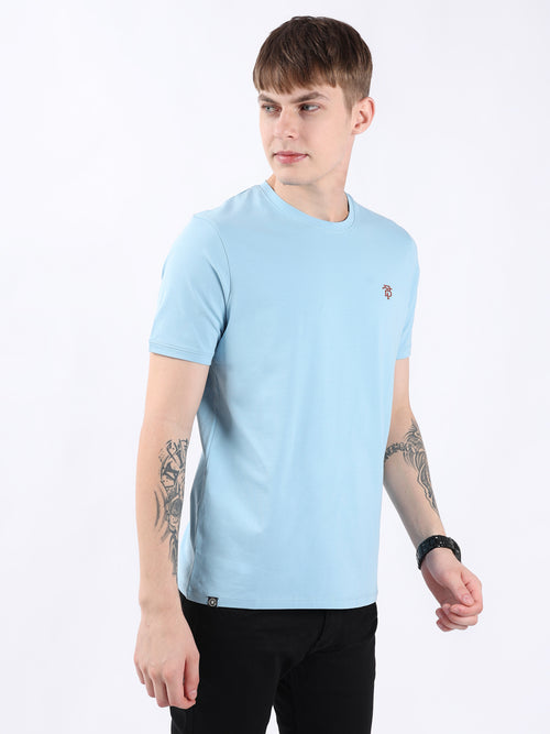 SKY BLUE ROUND NECK LIGHT WEIGHT T-SHIRT