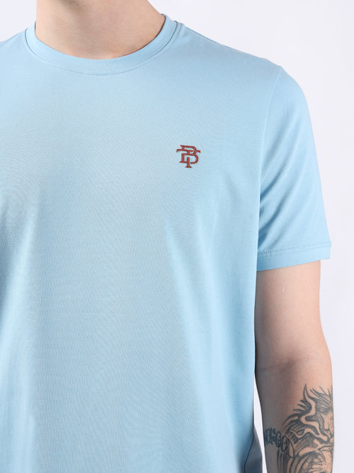 SKY BLUE ROUND NECK LIGHT WEIGHT T-SHIRT