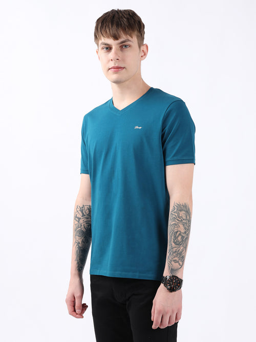 TEAL V-NECK LIGHT WEIGHT T-SHIRT