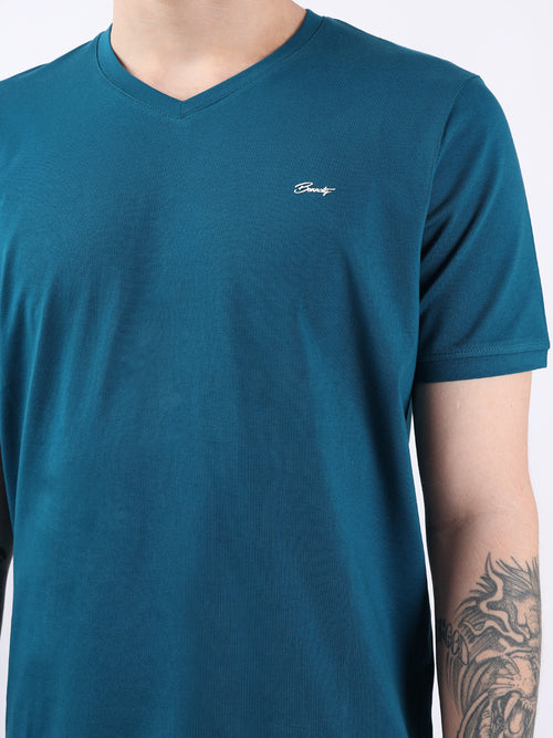 TEAL V-NECK LIGHT WEIGHT T-SHIRT