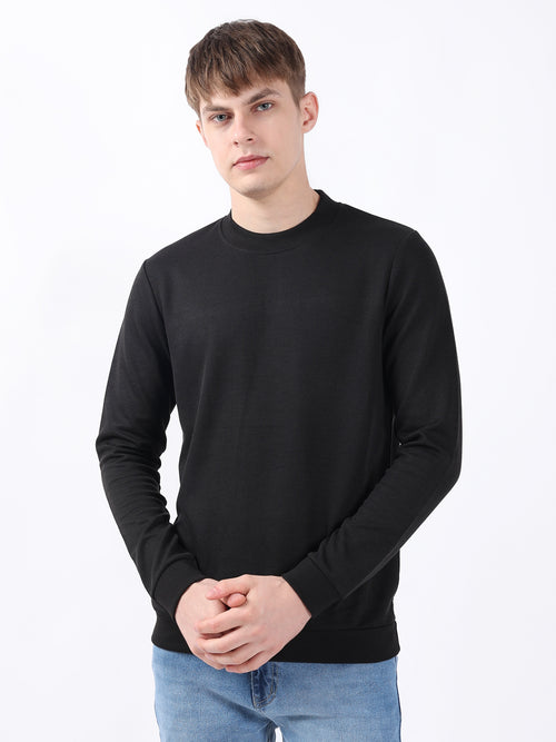 BLACK PLAIN HIGHNECK SWEATSHIRT