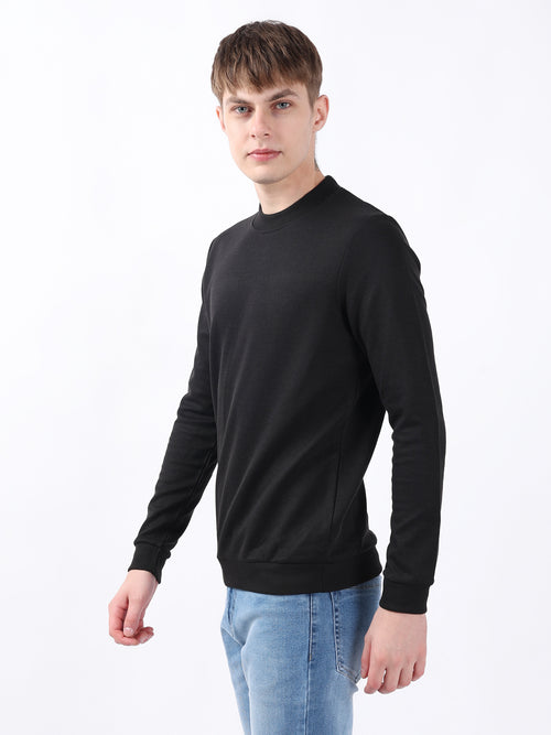 BLACK PLAIN HIGHNECK SWEATSHIRT