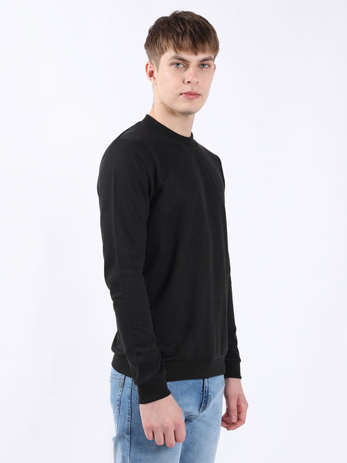 BLACK PLAIN HIGHNECK SWEATSHIRT