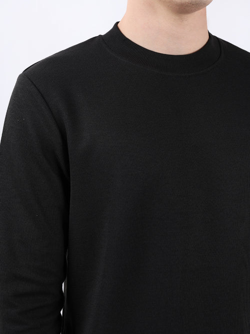 BLACK PLAIN HIGHNECK SWEATSHIRT